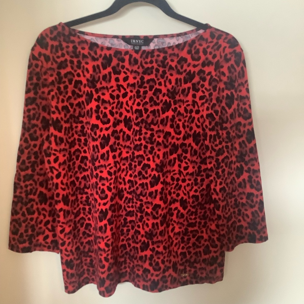 IMNYC: Red & Black Leopard Long Sleeve Top